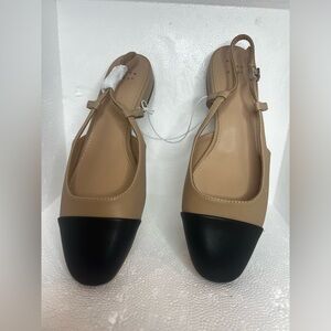 a new day Beige and Black Two-Tone Slingback Flats